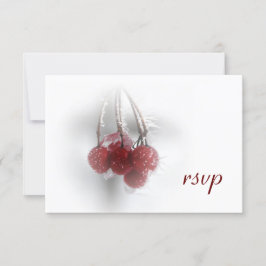 Red Frosty Berries Winter Wedding RSVP Kaartje