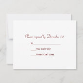 Red Frosty Berries Winter Wedding RSVP Kaartje (Achterkant)