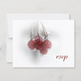 Red Frosty Berries Winter Wedding RSVP Kaartje