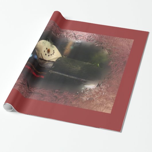 Red Frosty S'mores Snowman Cadeaupapier (Uitgerold)