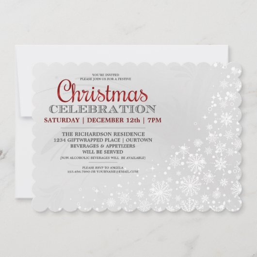 Red Frosty Snowflakes-kerstfeest Kaart (Voorkant)