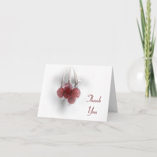 Red Frosty Winter Berries Hartelijk dank Bedankkaart (Voorkant)