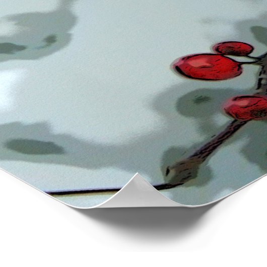 Red Frozen Berries Winterseizoen Poster Wall Art (Hoek)