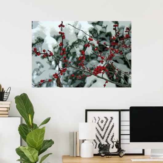 Red Frozen Berries Winterseizoen Poster Wall Art (Thuiskantoor)