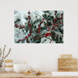 Red Frozen Berries Winterseizoen Poster Wall Art