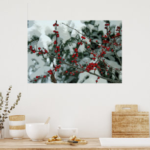 Red Frozen Berries Winterseizoen Poster Wall Art
