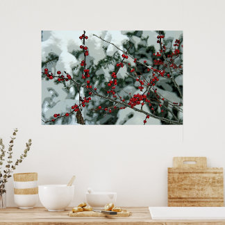 Red Frozen Berries Winterseizoen Poster Wall Art