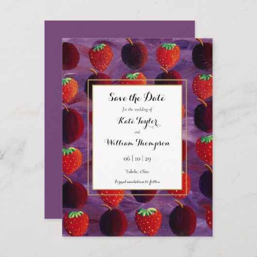 Red Fruits Country Bewaar de datum Uitnodiging Briefkaart (Voorkant / Achterkant)