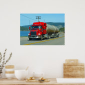 Red Fuel Tanker Truck & Lake Driving Art Print (Keuken)