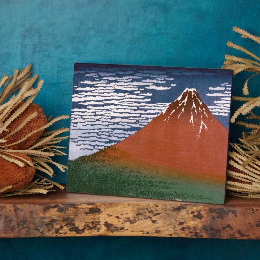 Red Fuji "Fujiyama" Volcano in Japanese Woodcut Fotoplaat (Zijkant)