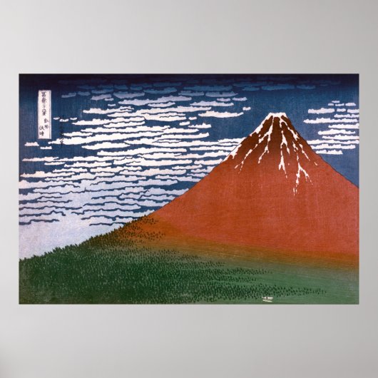 Red Fuji "Fujiyama" Volcano in Japanese Woodcut Poster (Voorkant)