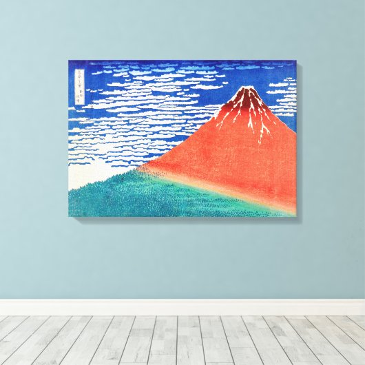 Red Fuji | Hokusai | Canvas Afdruk (Insitu (Houten vloer))