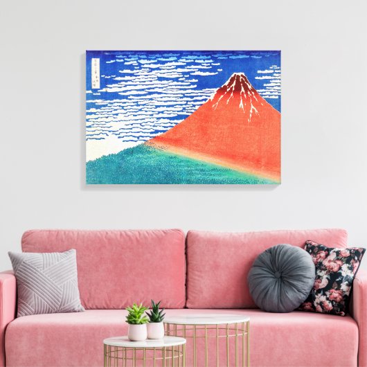 Red Fuji | Hokusai | Canvas Afdruk (Insitu (Woonkamer))