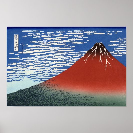 Red Fuji Hokusai Japanse Fine Art Poster (Voorkant)