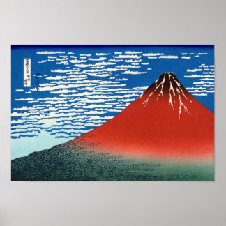 Red Fuji Hokusai Japanse Fine Art Poster