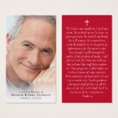 Red Full Photo Memorial Prayer Kaart (Voorkant /achterkant)