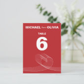Red Fun Loopy Lines Simple Table Number Card Briefkaart (Staand voorkant)
