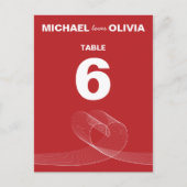 Red Fun Loopy Lines Simple Table Number Card Briefkaart (Voorkant)