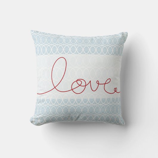 Red Fun Loopy Love Writers Sky Blue Cushio Kussen (Voorkant)