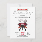 Red Fun Script 3 Foto Eenvoudig Afstuderen BBQ Par Kaart (Voorkant)