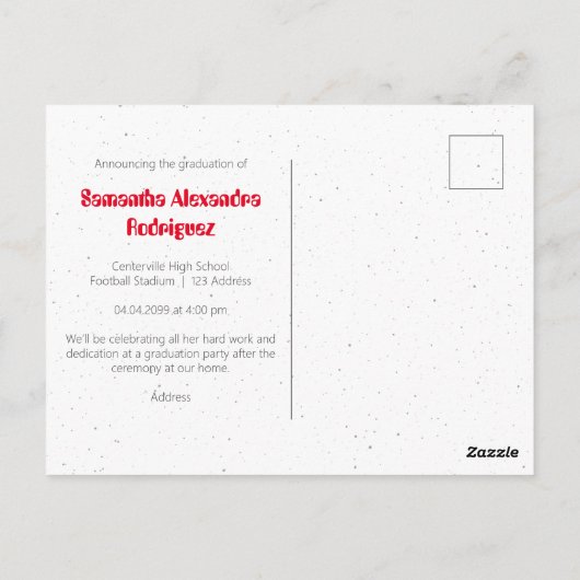 Red Funky Class Year Afstuderen Briefkaart (Achterkant)