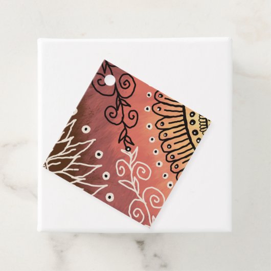 Red Funny Art Pattern Bedankjes Labels (In situ)