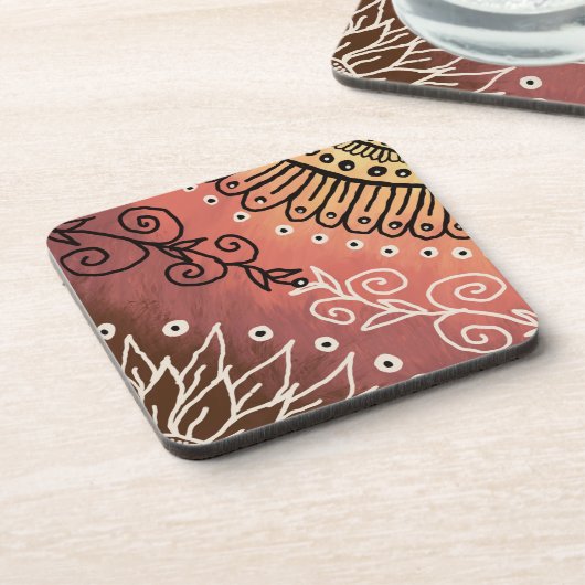 Red Funny Art Pattern Bier Onderzetter (Linkerzijde)