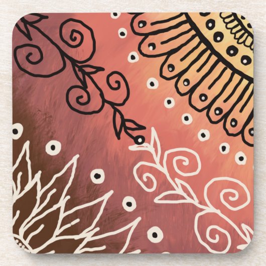 Red Funny Art Pattern Bier Onderzetter (Voorkant)