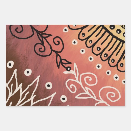 Red Funny Art Pattern Inpakpapier Vel (Voorkant 2)