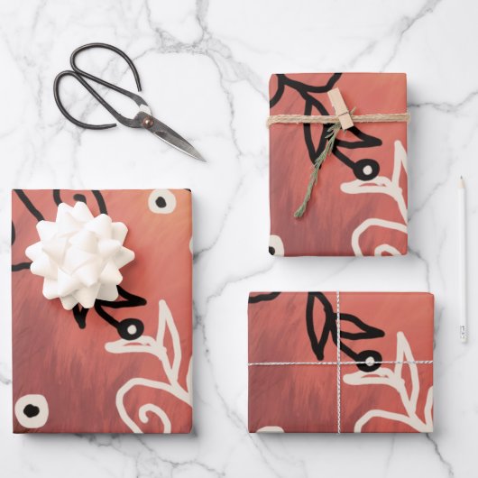 Red Funny Art Pattern Inpakpapier Vel (Voorkant)