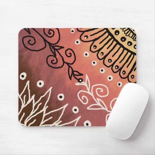 Red Funny Art Pattern Muismat (Met muis)