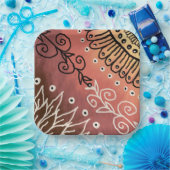 Red Funny Art Pattern Papieren Bordje (Feest)