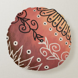 Red Funny Art Pattern Rond Kussen