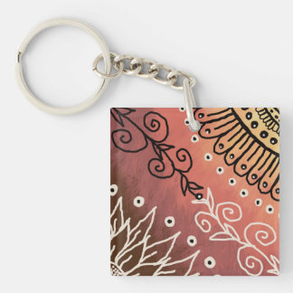 Red Funny Art Pattern Sleutelhanger