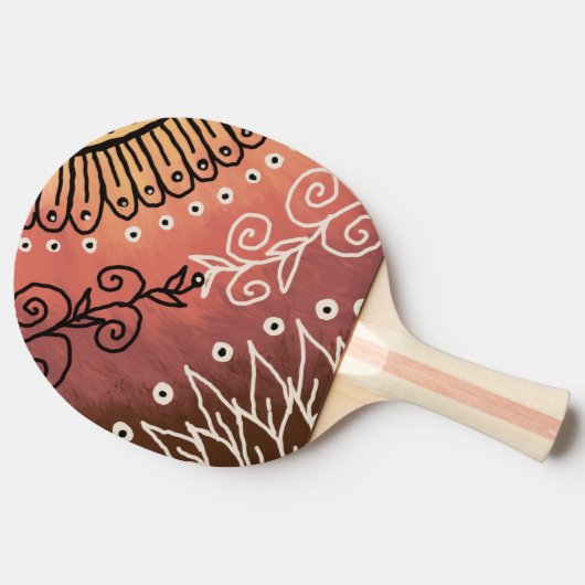 Red Funny Art Pattern Tafeltennisbatje (Zijkant)