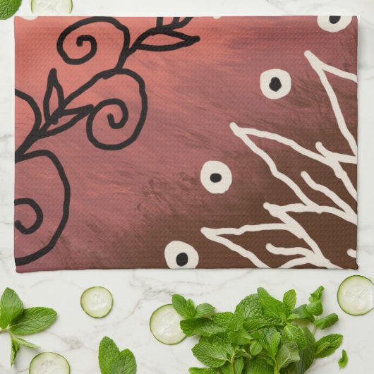 Red Funny Art Pattern Theedoek (Gevouwen)