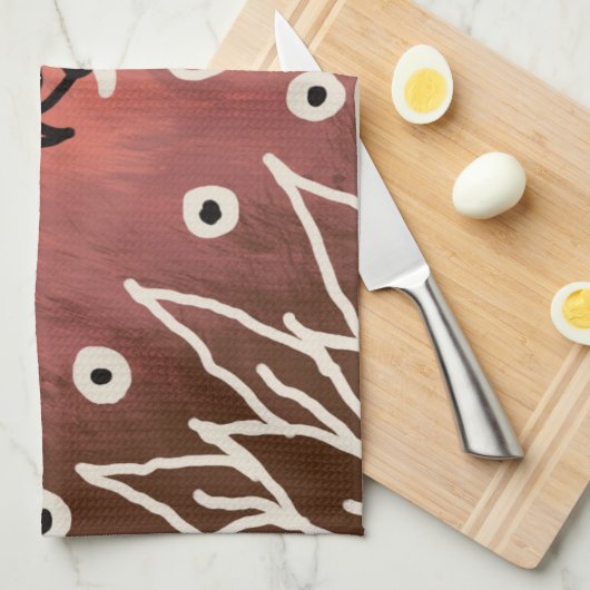 Red Funny Art Pattern Theedoek (Quarter Fold)