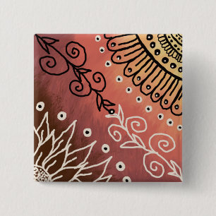 Red Funny Art Pattern Vierkante Button 5,1 Cm