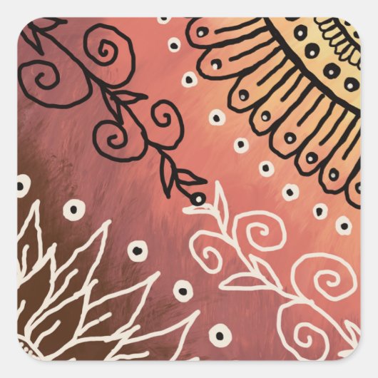 Red Funny Art Pattern Vierkante Sticker (Voorkant)