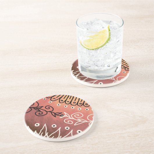 Red Funny Art Pattern Zandsteen Onderzetter (Zijkant)