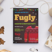 Red Funny Fllly Ugly Sweater Kerstparty Kaart
