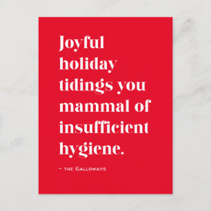 Red Funny Joyful Tiding Christmas Holiday Briefkaa Feestdagenkaart