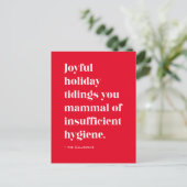 Red Funny Joyful Tiding Christmas Holiday Briefkaa Feestdagenkaart (Staand voorkant)