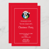 Red Funny kerstparty uitnodiging (Voorkant / Achterkant)