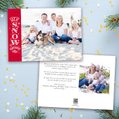 Red Funny laat het sneeuwbalfoto kerstmis Feestdagenkaart