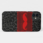 Red Funny Mustache en Leopard Print Case-Mate iPhone Case (Achterkant (horizontaal))