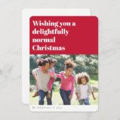 Red Funny Photo Holiday Kerstmis Kaart (Voorkant / Achterkant)