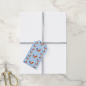 Red Funny Rooster Cocrek Blue and White Spots Cadeaulabel (Met Touw)