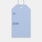 Red Funny Rooster Cocrek Blue and White Spots Cadeaulabel (Achterkant)