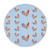 Red Funny Rooster Cocrek Blue and White Spots Cu Snijplank (Voorkant)